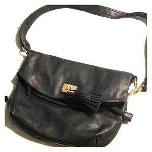 Black leather Aldo fold-over crossbody